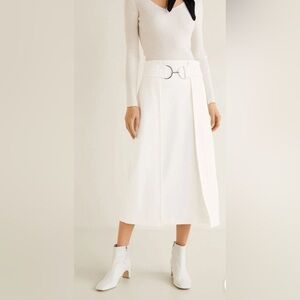 Mango White A-Line Skirt Size 2